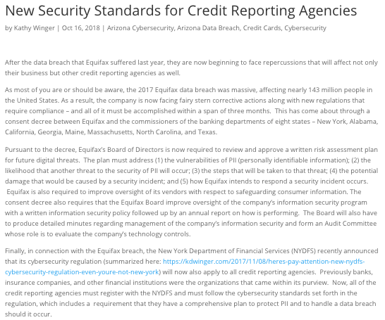 financial expert credit reporting standards Blog Excerpt