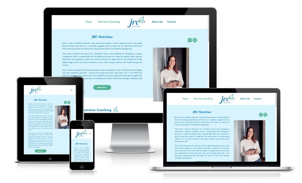 JRC Nutrition website design image
