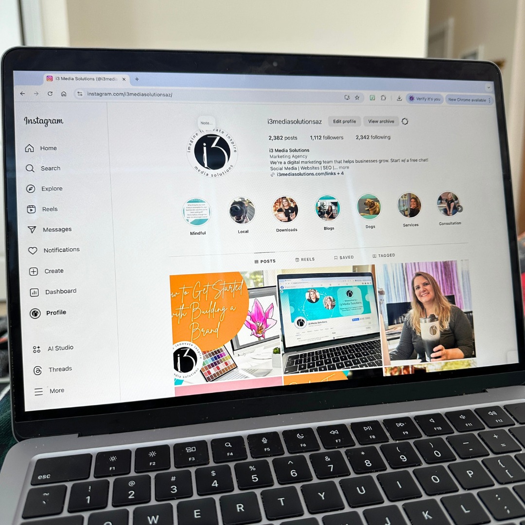 i3 media solutions instagram on a laptop image